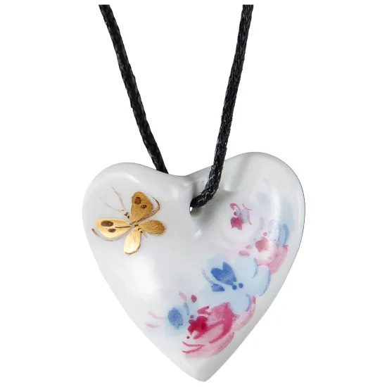 CURVED HEART BUTTERFLY LAWN 2,5 x 2,5 cm, Meissen porcelain