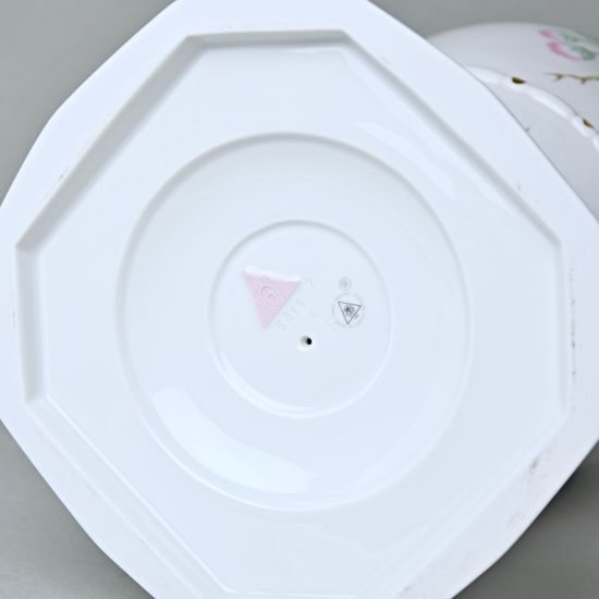 Váza AMFORA Maxi Jednouchá 55 cm, Bílá + zlato + květiny, Porcelánové vázy Duchcov