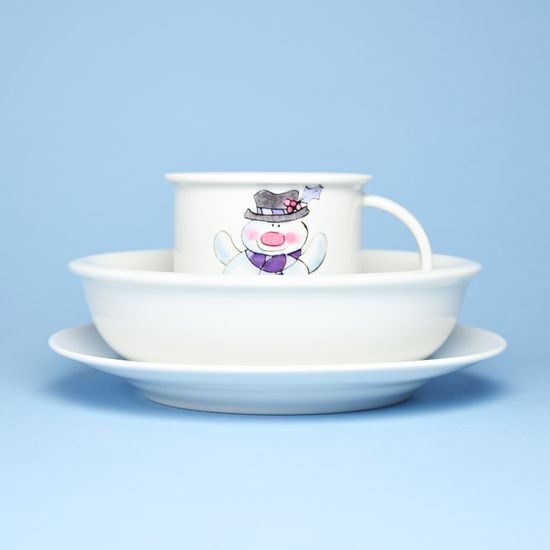 Dětská sada Sněhulák, 3ks, Český porcelán.