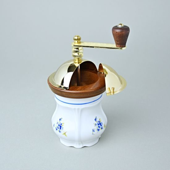 Coffee mill table 21 cm, Forget-me-not-flower, Cesky porcelain