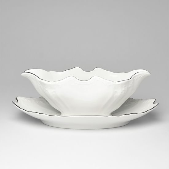 Sauce boat 500 ml, Thun 1794 Carlsbad porcelain, BERNADOTTE platinum