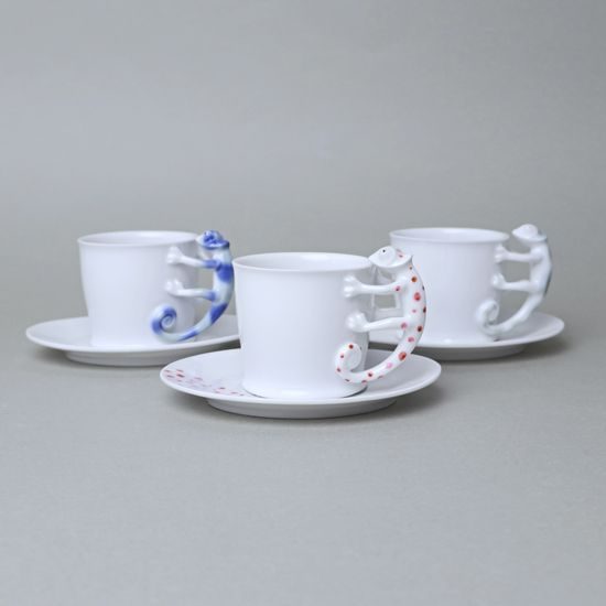 Espresso šálek a podšálek, ZOO chameleon, 80 ml, náhodný výběr, porcelán Goldfinger