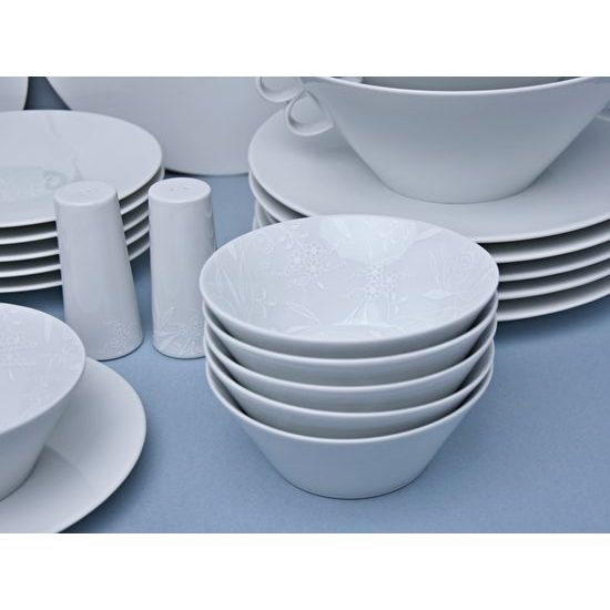 Bohemia White DECOR, Jídelní souprava pro 6 osob, design Pelcl, Český porcelán a.s.