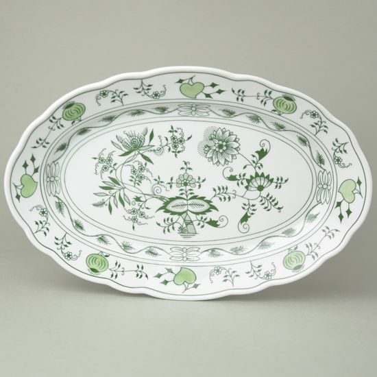 Dish oval flat 35 cm, Original Green Onion pattern