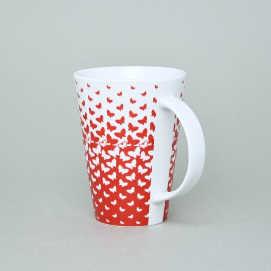 Hrnek Monza 0,35 l - červení motýlci, 12 cm, Český porcelán a.s.