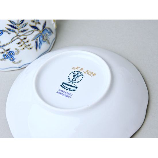 Cup and saucer B plus B 0,21 l / 14 cm for coffee, Original Blue Onion + gold Pattern
