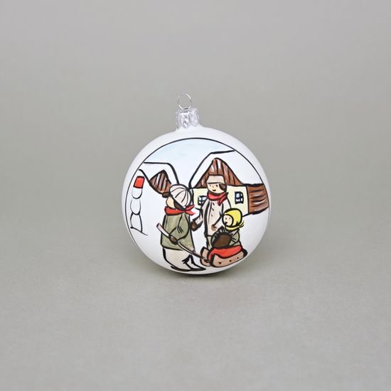 Christmas Tree Decoration Ball "Czech Winter 1918", 7,5 cm, Decor n. 7, Hand-decorated