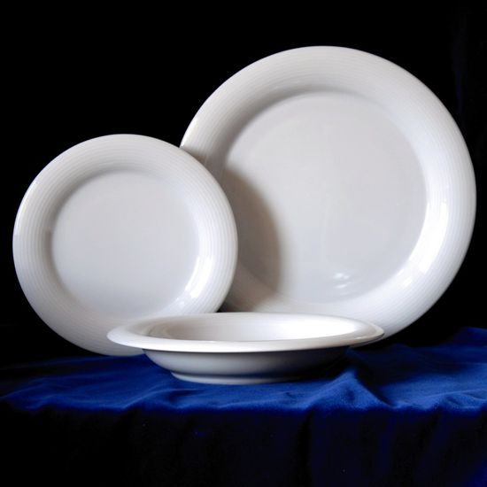 Plate set for 6 persons, Thun 1794 Carlsbad porcelain, Catrin white