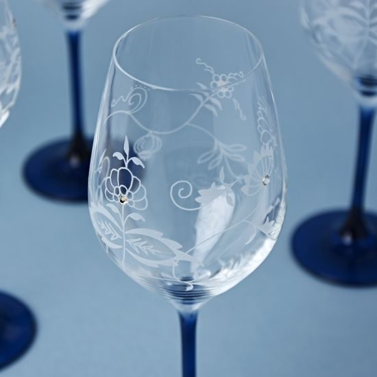 Celebration - Set of 6 Cut Wine Glasses 360 ml, Onion Pattern + Swarovski Crystals