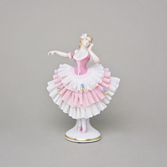 Dancer with lace 7 x 6,5 x 15 cm, Kurt Steiner, Porcelain Figures Unterweissbacher