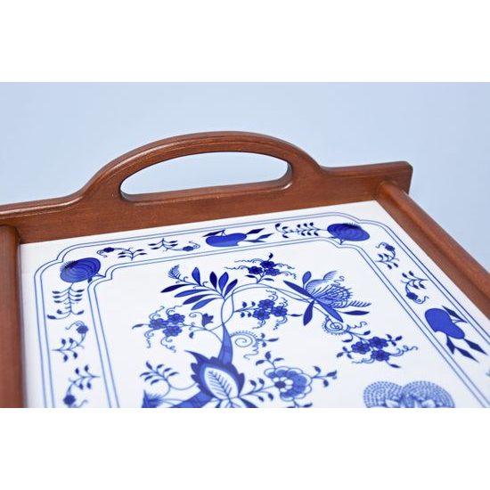 Cooking mat in wooden frame 39 x 29 cm, Original Blue Onion Pattern