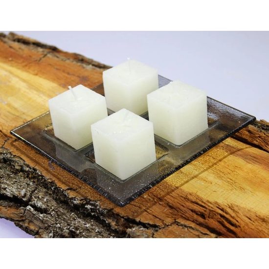 Advent Glass candlestick square, gray, 17,5 x 17,5 cm, BDK - Glass