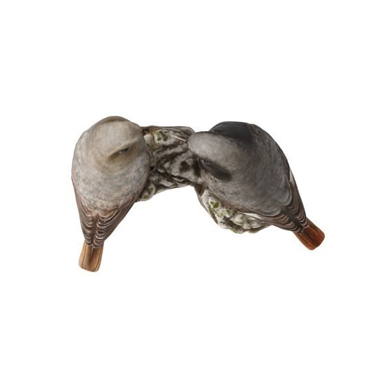 Figurine Bird of the year 2025 Black Redstart pair, 14 / 8,5 / 10,5, porcelain, Goebel