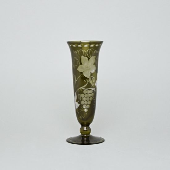 Egermann: Váza zelená lazura, 18 cm, křišťálové vázy Egermann