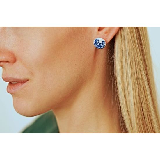 Earrings: Dots - Blue Decors, 3 variants, Porcelain Jewels Studio Mallys