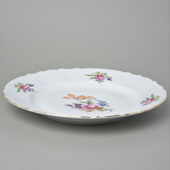 Dish round flat 32 cm, Thun 1794 Carlsbad Porcelain, BERNADOTTE Meissen Rose