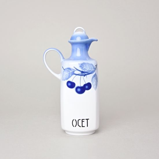 Víčko ke karafě / láhvi na ocet/olej 0,5 l, Thun 1794, karlovarský porcelán, BLUE CHERRY