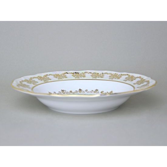 Talíř hluboký 23 cm, Tři Grácie, zlatý listr, porcelán QueensCrown