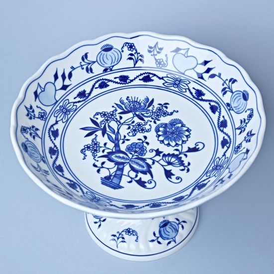 Mísa kompotová oboustranná 24 cm na ozdobné noze nízké, Cibulák, originální z Dubí