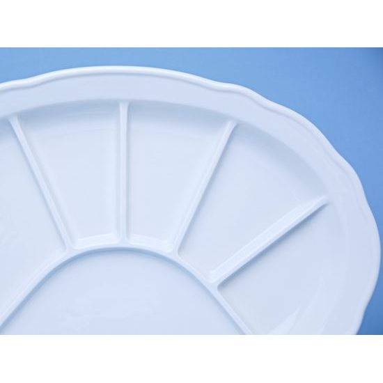 Talíř dělený 34,8 x 25 cm (např. na sushi), Bílý porcelán, Český porcelán a.s.