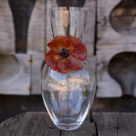 BREEZE Vase – Red Flower, 29 cm, Pačinek GLASS