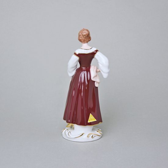 Lady with flower 7 x 8 x 19 cm, Porcelain Figures Duchcov