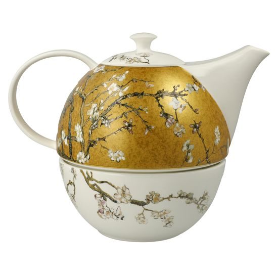 Teapot with warmer Van Gogh- Almond tree, 1,2 l, Fine Bone China, V. van Gogh, Goebel
