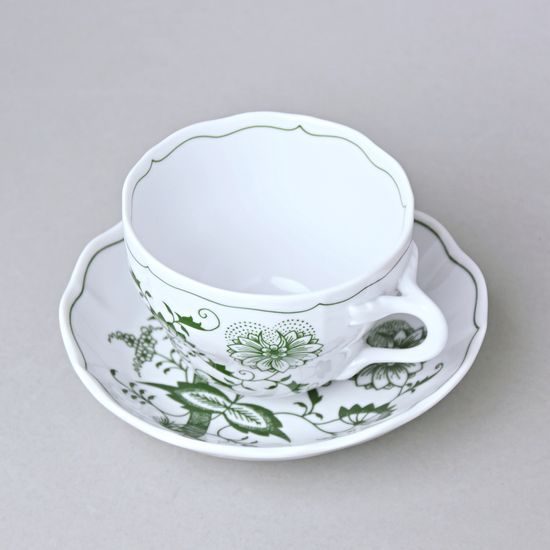 Šálek a podšálek B + B, 210 ml / 14 cm na kávu, zelený cibulák, Český porcelán a.s.