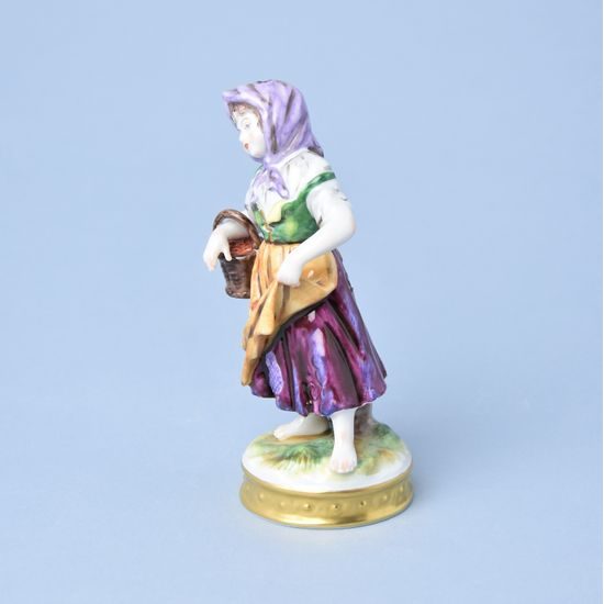 Girl with apple basket 14 cm, Unterweissbacher porcelain