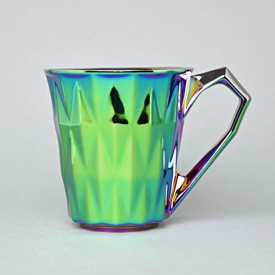 Hrnek Maxi Diamond Titanum, zeleno duhová a platina, 550 ml, porcelán Goldfinger