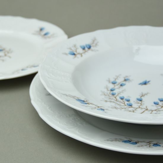 Talířová souprava pro 6 osob, Thun 1794, karlovarský porcelán, BERNADOTTE motýli