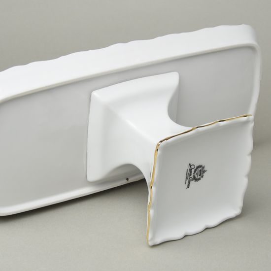 Podnos sandwichový 36 x 15 cm na noze, Cecily, porcelán Carlsbad / QUEENs Crown