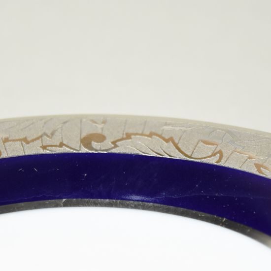 Podšálek 15 cm, platinum etched + cobalt blue, Haas a Czjzek