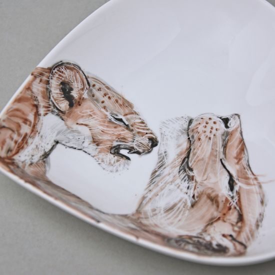 Miska Srdce Afriky - Lví rodinka, 16 x 15,5 cm, Extra limitovaná edice 5 ks, Dekor Helena Hlušičková (2)