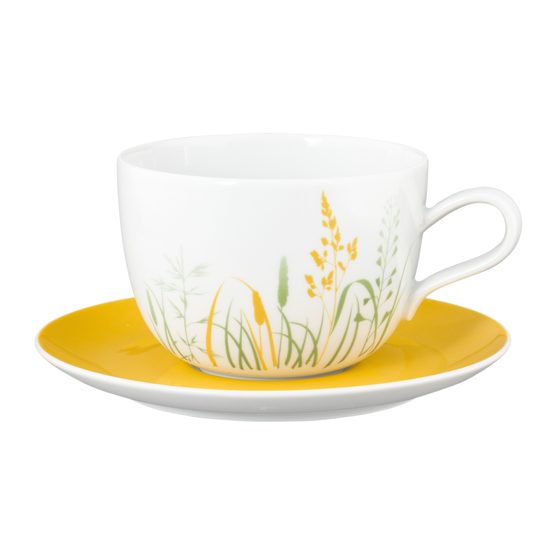 Liberty grass yellow: Cup breakfast 380 ml + saucer 16,5 cm, Seltmann porcelain