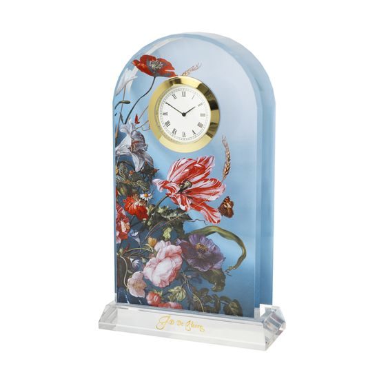 Desk clock De Heem - Summer Flowers 11 / 4,5 / 18,5 cm, glass, Jan Davidsz de Heem, Goebel