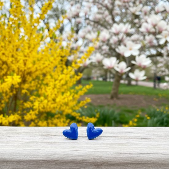 Earrings: Blue Hearts, Porcelain Jewels Studio Mallys