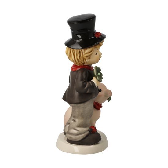 Kominíček s prasátkem a čtyřlístkem pro štestí, 11 / 8,5 / 20 cm, kamenina, Goebel