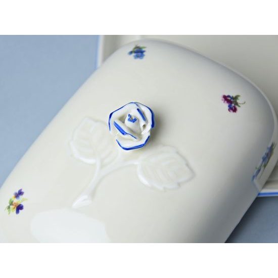 Butter dish for 250 g butter, Házenka ivory w/blue line, Český porcelán a.s.
