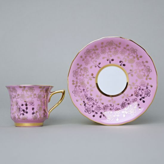 Cup 80 ml and saucer Windsor mocca, Pink, Leander 1907