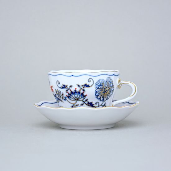 Šálek a podšálek B + B, 210 ml / 14 cm na kávu, rubínová červeň + zlato, Český porcelán a.s.