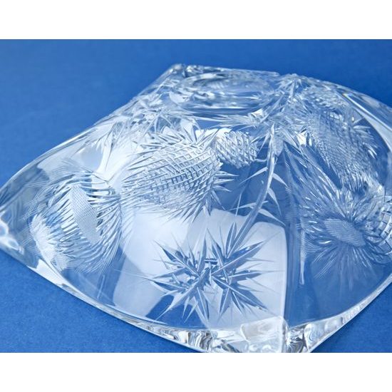 Crystal Hand Cut Bowl AREZZO - Thistle decor, 228 mm, Crystalite BOHEMIA