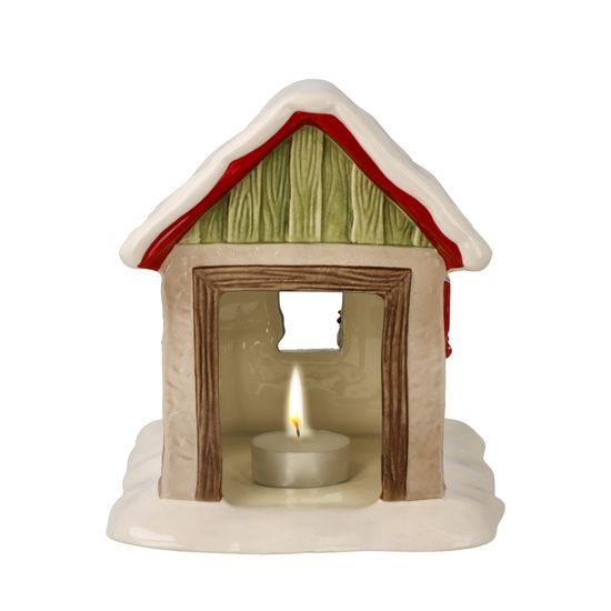 Candle holder Snowed-in Chicken Coop 14.5 / 16.5 / 15.5 cm, stoneware, Goebel