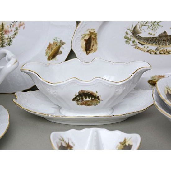 Jídelní souprava pro 6 osob, Thun 1794, karlovarský porcelán, BERNADOTTE rybářská