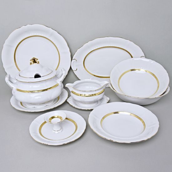 Dining set for 6 persons, Sonata, gold braid, Leander 1907