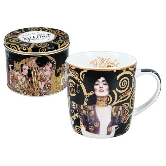 Mug 450 ml low in a gift can, G. Klimt, Judith, Carmani fine bone china