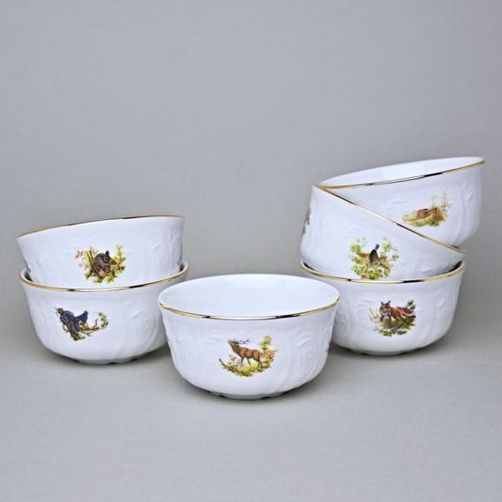 Miska na rýži 11 cm, sada 6 ks.,Thun 1794, karlovarský porcelán, BERNADOTTE myslivecká