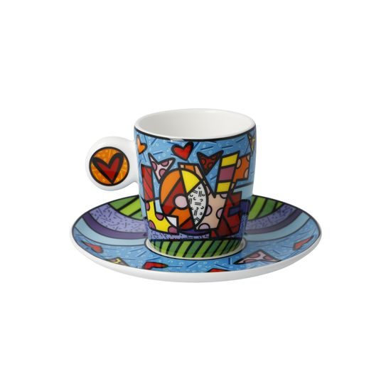 Cup and saucer Romero Britto - Love, 100 ml / 12 cm, Fine Bone China, Goebel