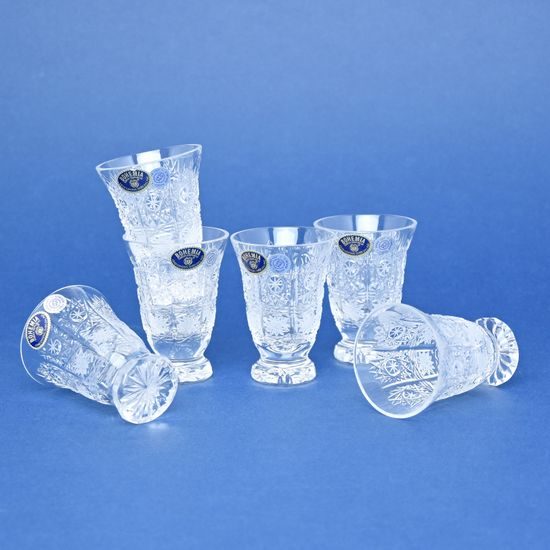 Set of 6 Crystal Hand Cut Liqueur Glasses, 60 ml, Crystal BOHEMIA