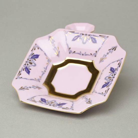 Šálek 80 ml mokka a podšálek 11 cm, Empír, dekor 562 páv, Růžový porcelán z Chodova
